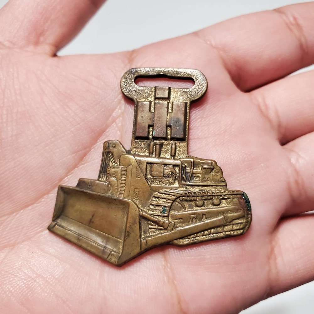 Vintage‎ International Harvester Scraper Watch Fob Brass